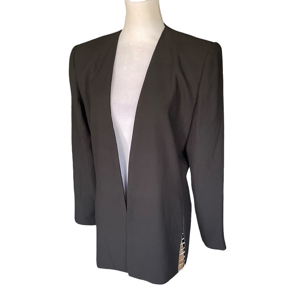 Vintage Karon Lorrance Black Blazer with Rhinestone Embellishments Size 12